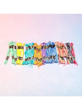 Variegated Embroidery Floss Multicolor Pack 8.75 Yards Each 33 Skeins Cross-Stit